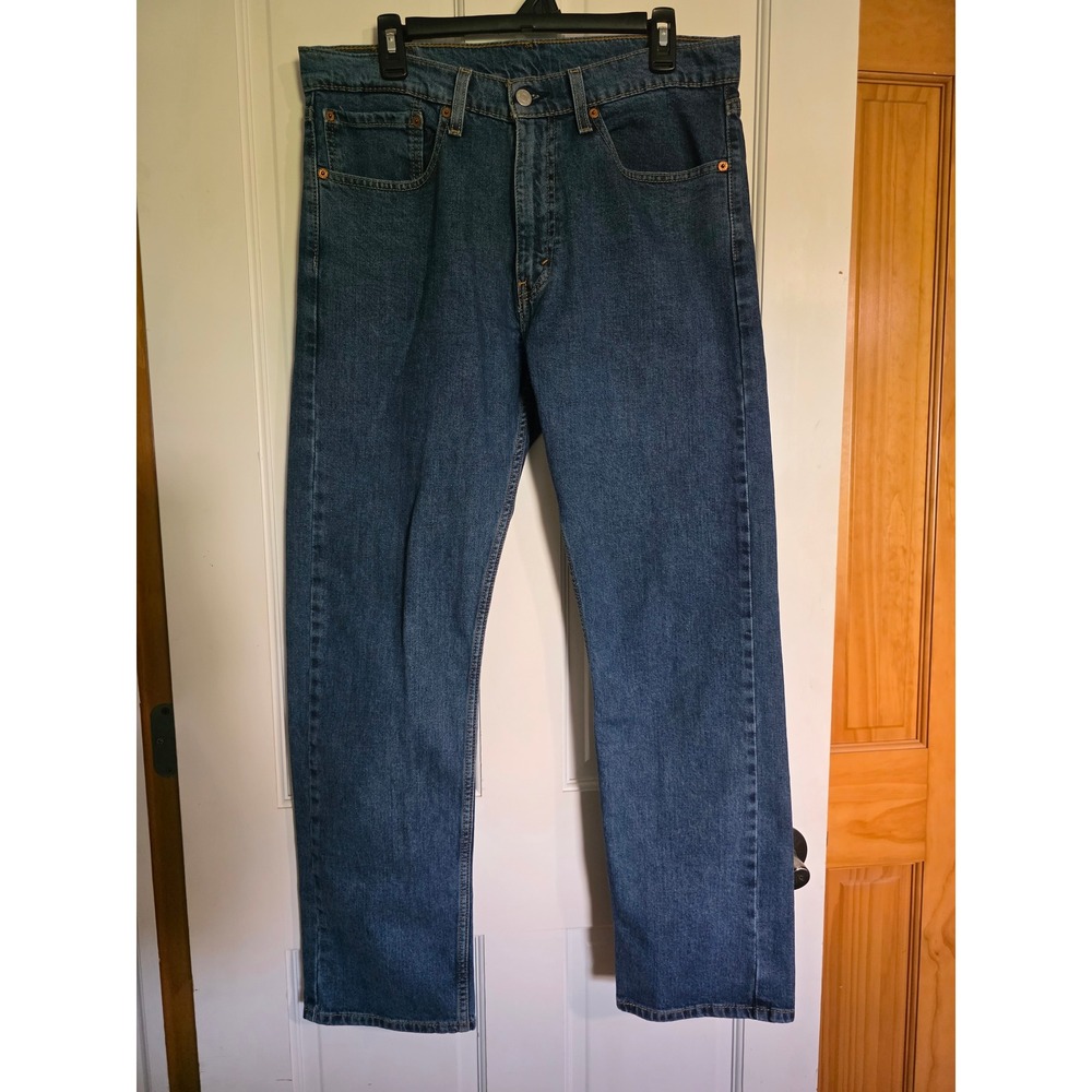 Levis 505 Regular Fit Straight Leg Jeans Mens 34x30 Medium Wash Blue 00505-1938